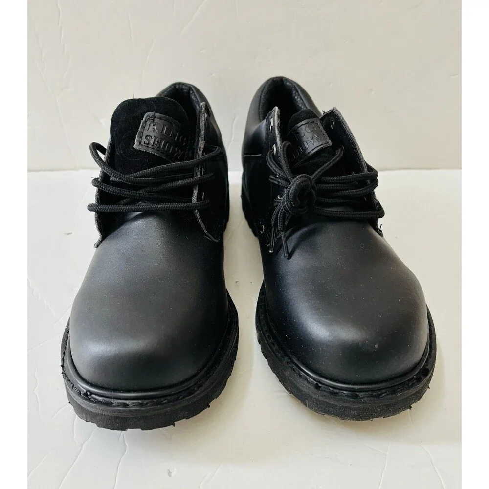 KINGSHOW MEN'S WORK BOOTS BLACK LEATHER LACE UP AND OIL RESISTANT SIZE 9.5/10/12